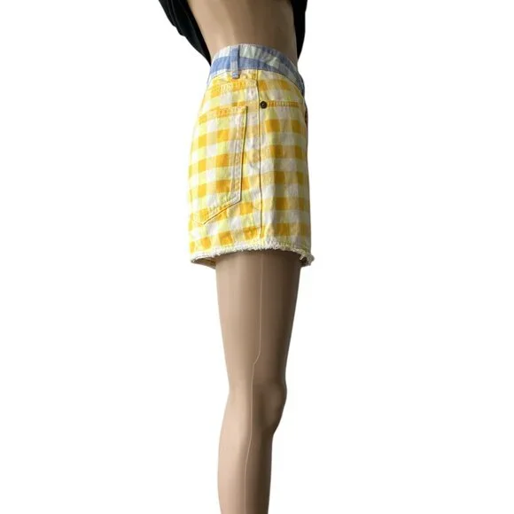 FARM Rio Yellow & Orange Gingham Jean Shorts with Blue Waistband - Picture 2 of 11
